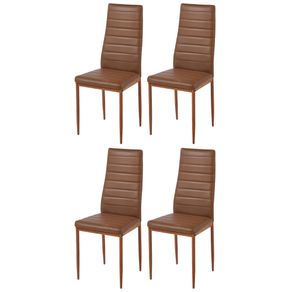8 Kit 4 Cadeiras V1001 Rivatti 41,5  cm -Largura- Estofado em PU Marrom e Base em Aco Marrom